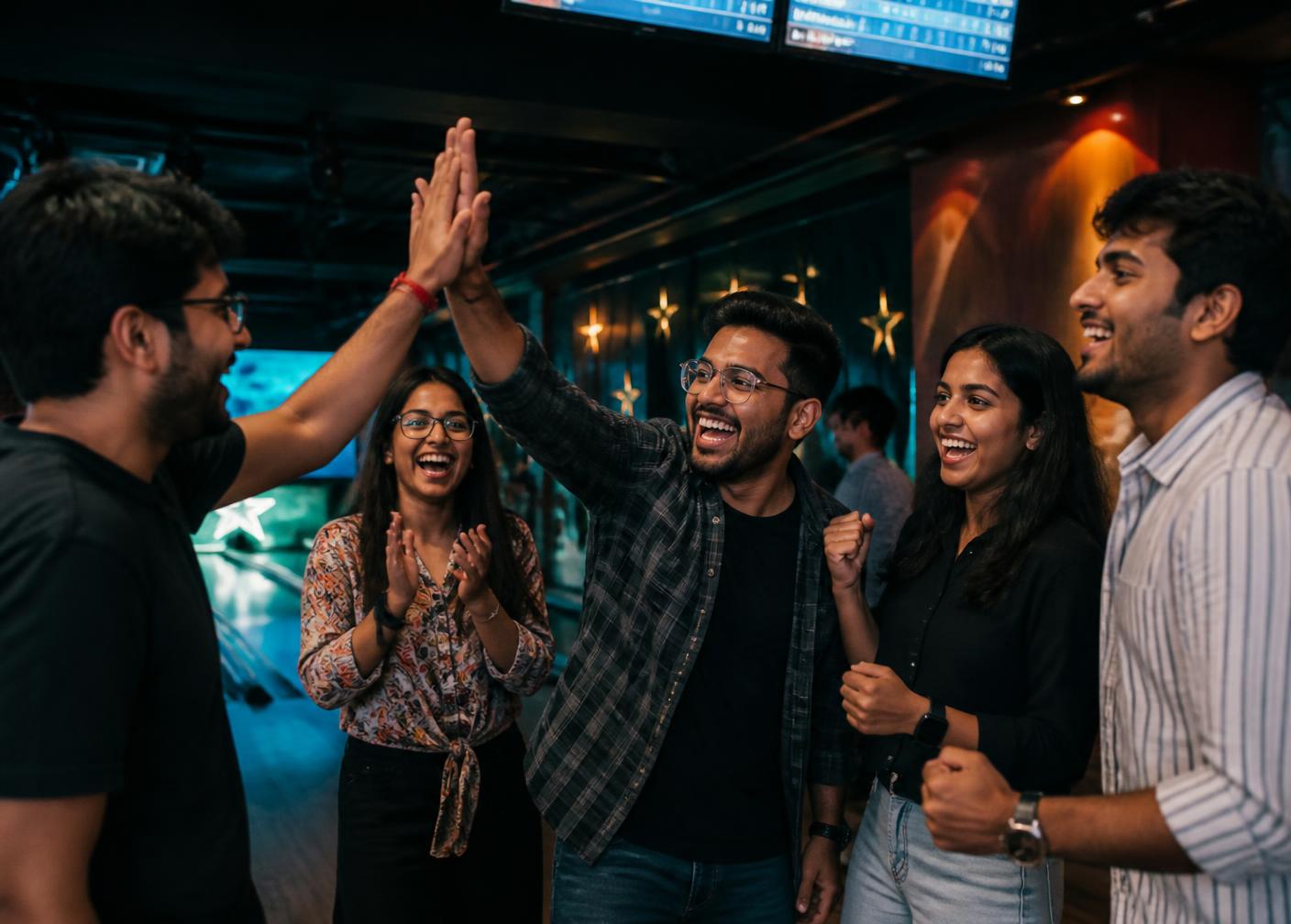 Moment from the floor at Strikers, Mysore